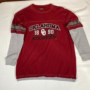 Oklahoma Sooners Youth Long Sleeve XL (18-20) 100% Cotton Red T-Shirt